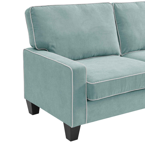 Sherbrook Large 2-Seater Mint Brushed Fabric Sofa with Contrasting Piping