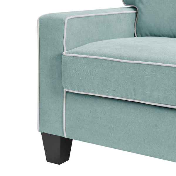 Sherbrook Large 2-Seater Mint Brushed Fabric Sofa with Contrasting Piping