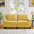 Sherbrook Large 2 - Seater Mustard Yellow Velvet Sofa with Contrasting Piping - daals