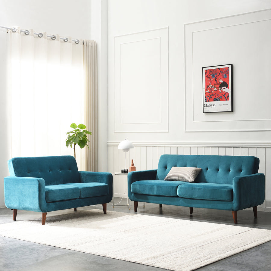 Clarence Sofa Range in Teal Blue Velvet