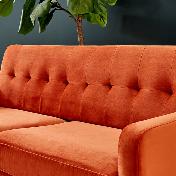 Clarence Sofa Range in Burnt Orange Velvet