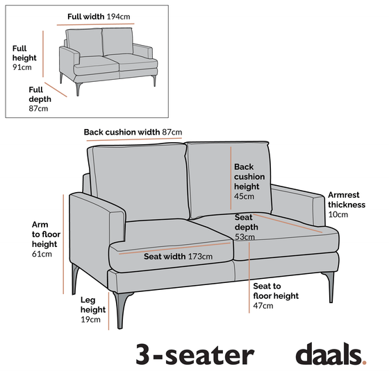 Haven Grey Fabric 3-Seater Sofa
