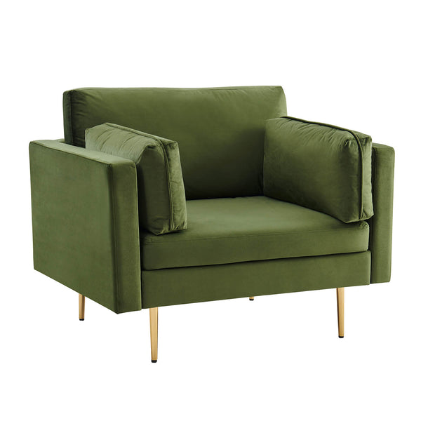Pelham Moss Green Velvet Fabric Armchair