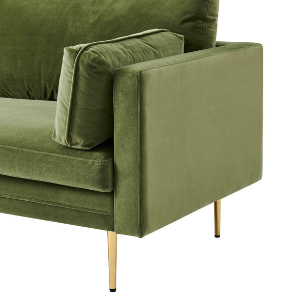 Pelham Moss Green Velvet Fabric Armchair