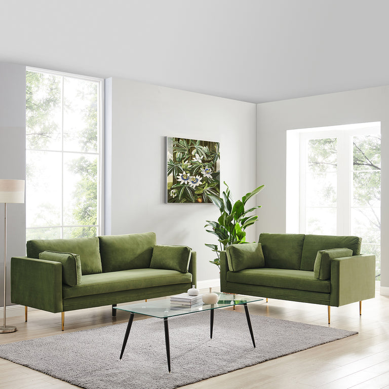 Pelham Velvet Green Velvet Sofa, 2-Seater and 3-Seater | daals