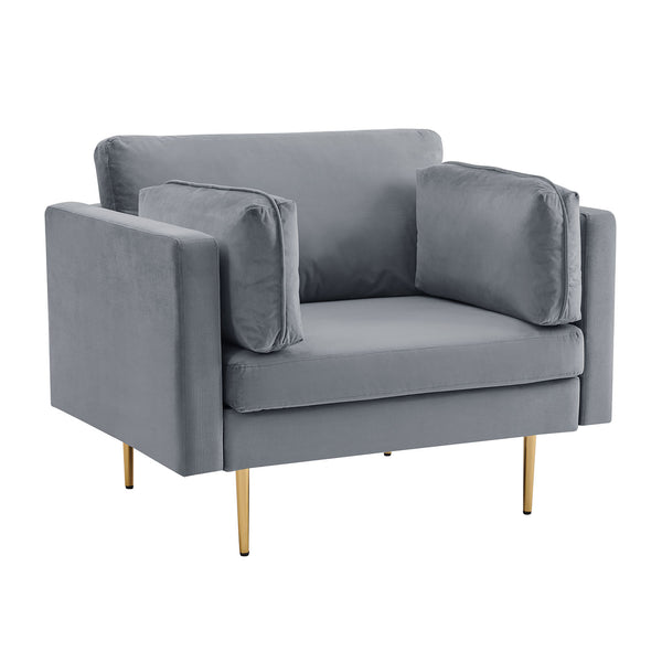 Pelham Grey Velvet Fabric Armchair