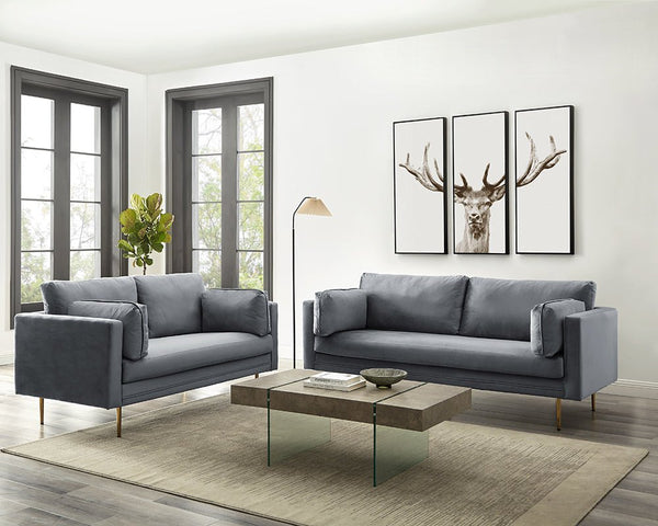 Pelham Grey Velvet Fabric Sofa