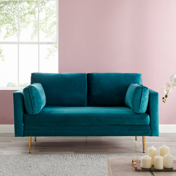 Pelham Teal Blue Velvet Fabric Sofa - daals