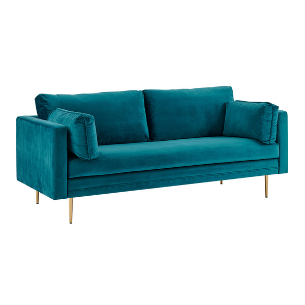 Pelham Teal Blue Velvet Fabric Sofa