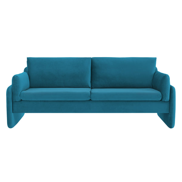 Clapham 3-Seater Sea Blue Velvet Fabric Sofa