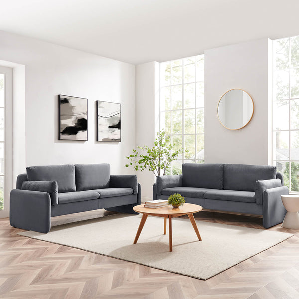 Clapham 2-Seater Grey Velvet Fabric Sofa