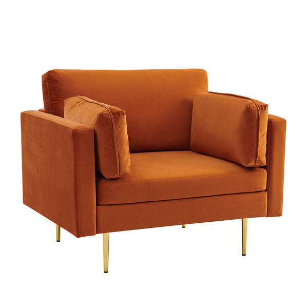 Pelham Orange Velvet Fabric Armchair