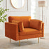Pelham Orange Velvet Fabric Armchair