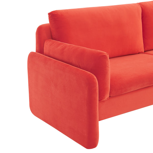 Clapham 2-Seater Flaming Orange Velvet Fabric Sofa
