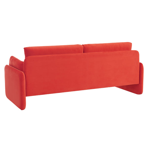 Clapham 3-Seater Flaming Orange Velvet Fabric Sofa