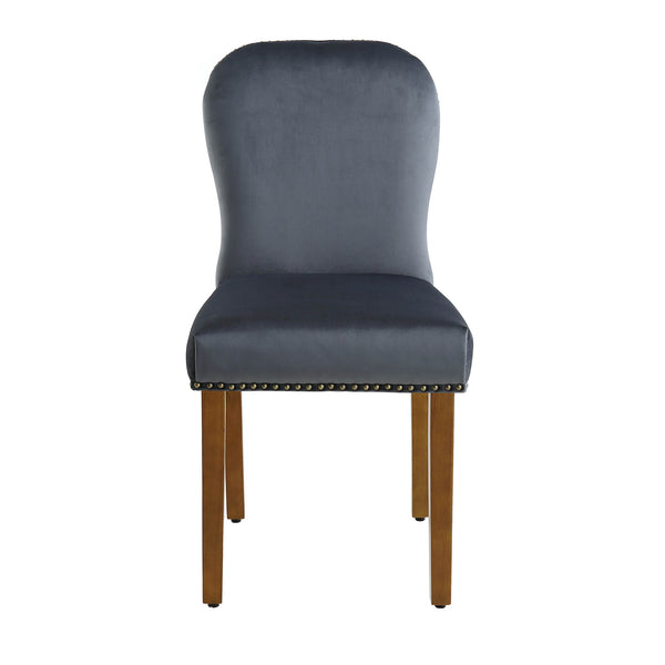 Stanway Set of 2 Grey Velvet Dining Chairs