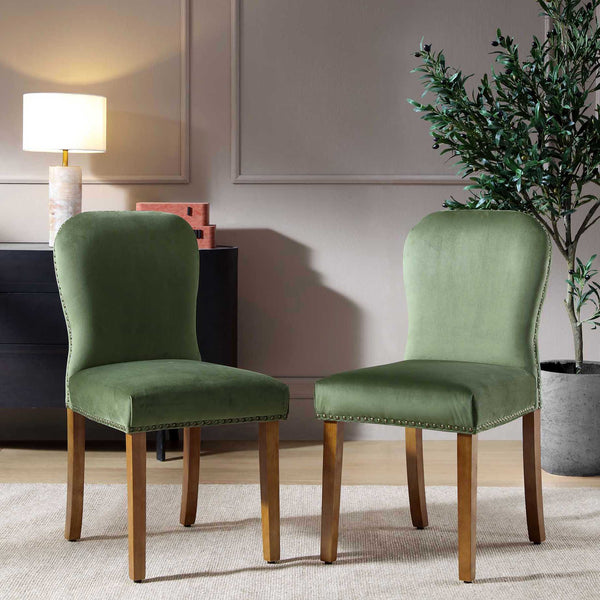 Stanway Set of 2 Moss Green Velvet Dining Chairs