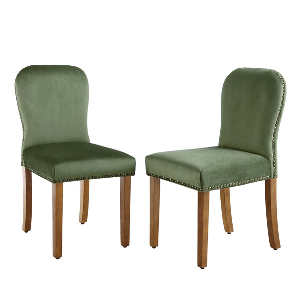 Stanway Set of 2 Moss Green Velvet Dining Chairs daals