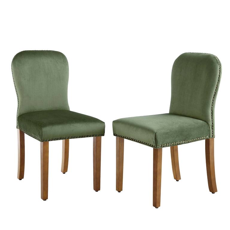 Stanway Set of 2 Moss Green Velvet Dining Chairs daals