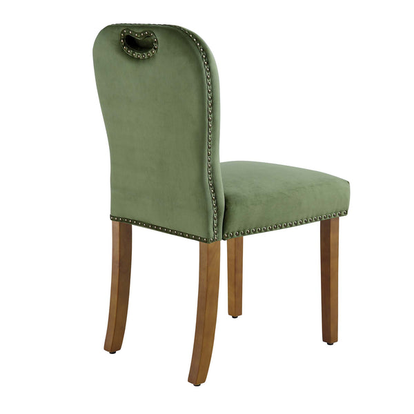 Stanway Set of 2 Moss Green Velvet Dining Chairs daals