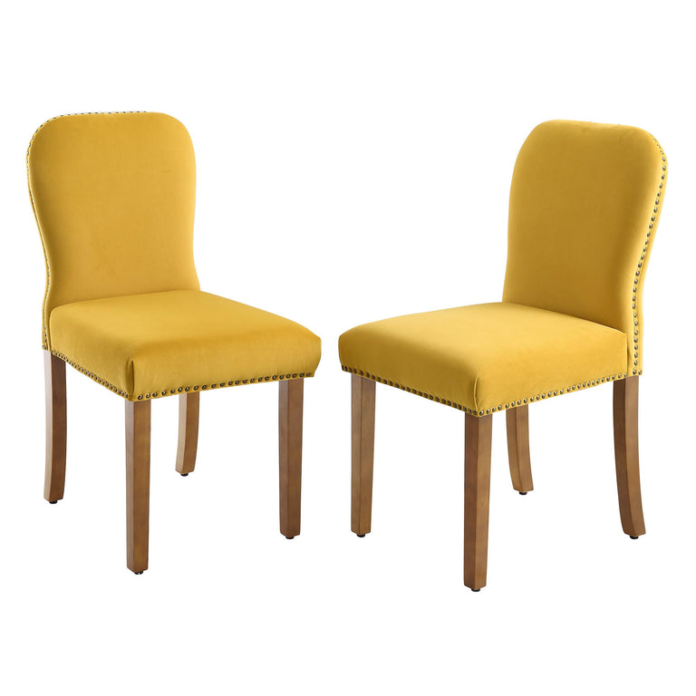 Stanway Set of 2 Mustard Yellow Velvet Dining Chairs daals