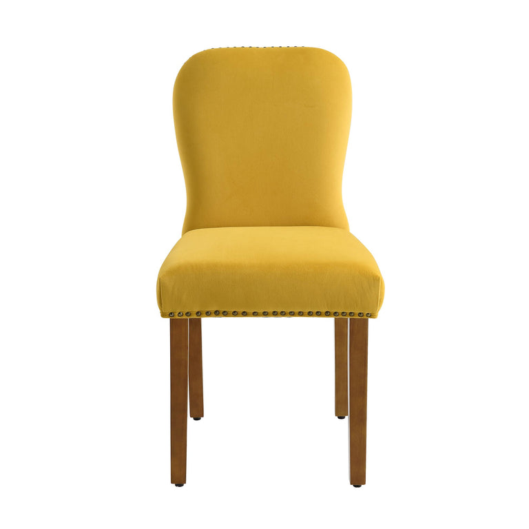 Stanway Set of 2 Mustard Yellow Velvet Dining Chairs daals