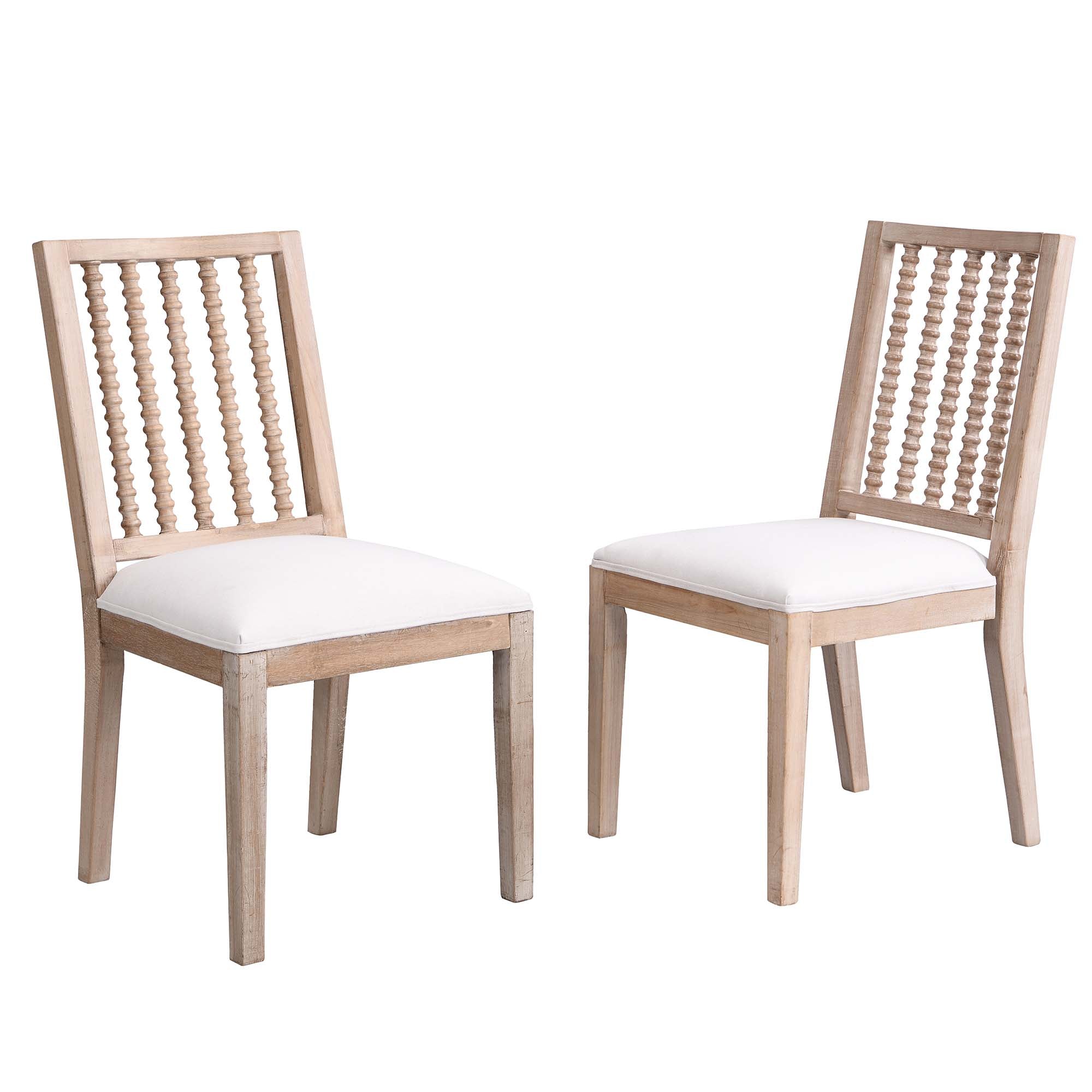 Hemingford Set of 2 Beige Fabric Bobbin Spindle Dining Chair