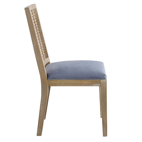 Hemingford Set of 2 Blue Grey Velvet Bobbin Spindle Dining Chair
