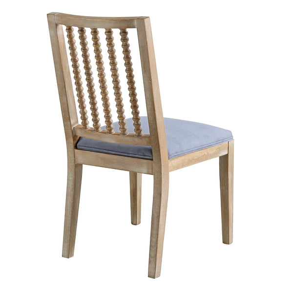 Hemingford Set of 2 Blue Grey Velvet Bobbin Spindle Dining Chair