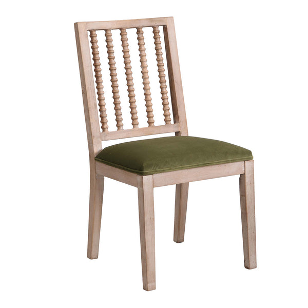 Hemingford Set of 2 Moss Green Velvet Bobbin Spindle Dining Chair