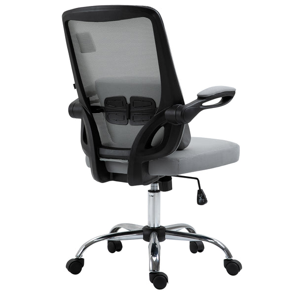 LULA Mesh Office Chair with Folding Arms and Removable Lumbar Cushion (Grey)