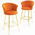 Kylie Set of 2 Orange Velvet Bar Stools - daals