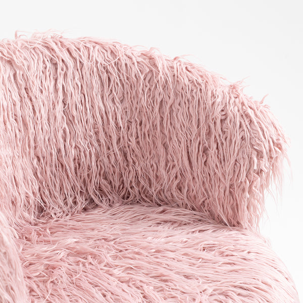 Kylie Set of 2 Pink Plush Shaggy Faux Fur Bar Stools