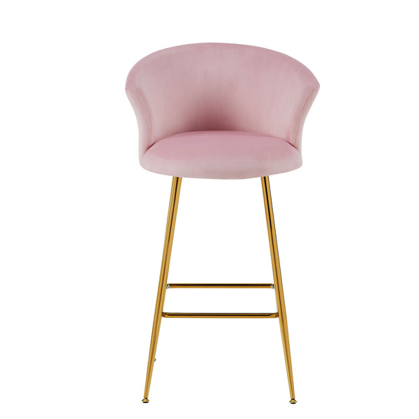 Kylie Set of 2 Pink Velvet Bar Stools - daals