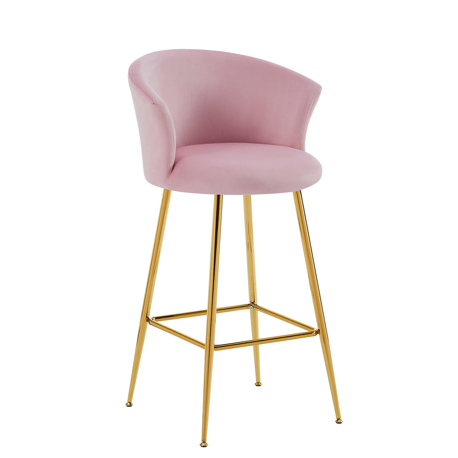 Kylie Set of 2 Pink Velvet Bar Stools