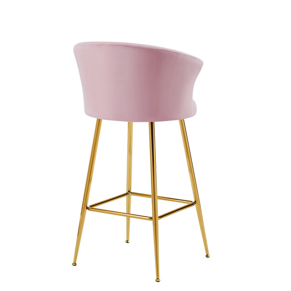 Kylie Set of 2 Pink Velvet Bar Stools - daals