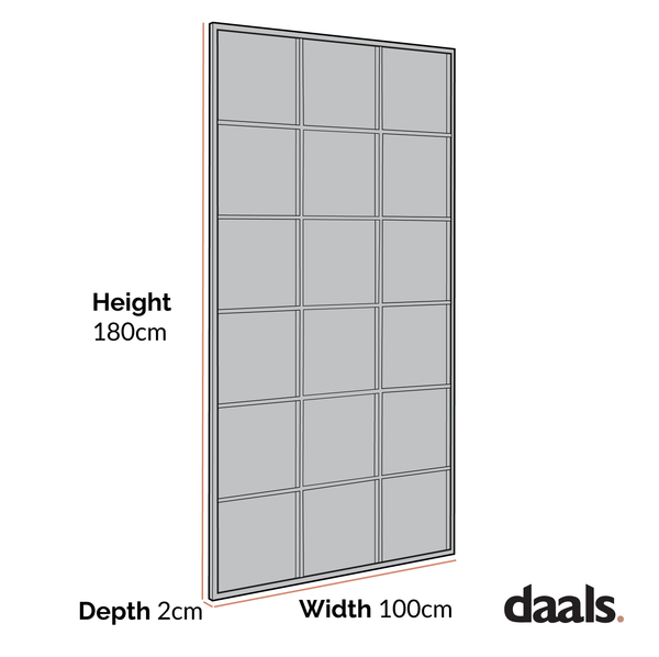 Chardwell Full Length Industrial Metal Window Mirror 180 x 100 cm, Black