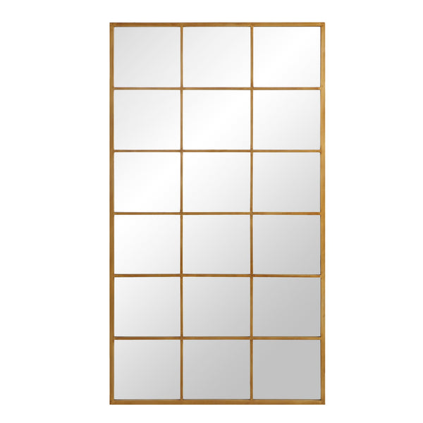 Chardwell Full Length Industrial Metal Window Mirror 180 x 100 cm, Antique Gold Effect