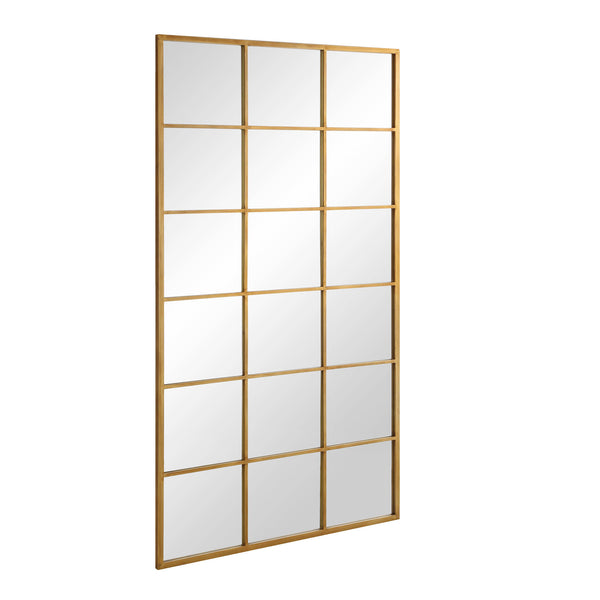 Chardwell Full Length Industrial Metal Window Mirror 180 x 100 cm, Antique Gold Effect