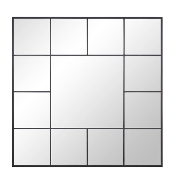 Herbert Industrial Metal Window Mirror 120 x 120 cm, Black
