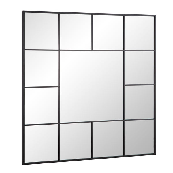 Herbert Industrial Metal Window Mirror 120 x 120 cm, Black