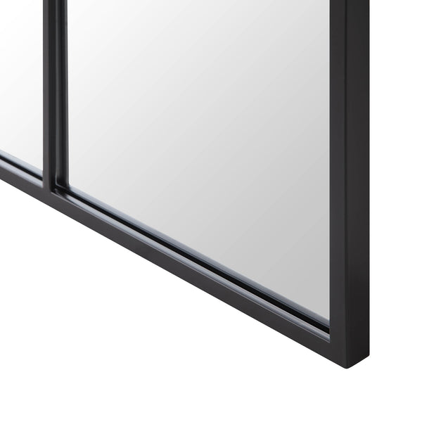 Herbert Industrial Metal Window Mirror 120 x 120 cm, Black