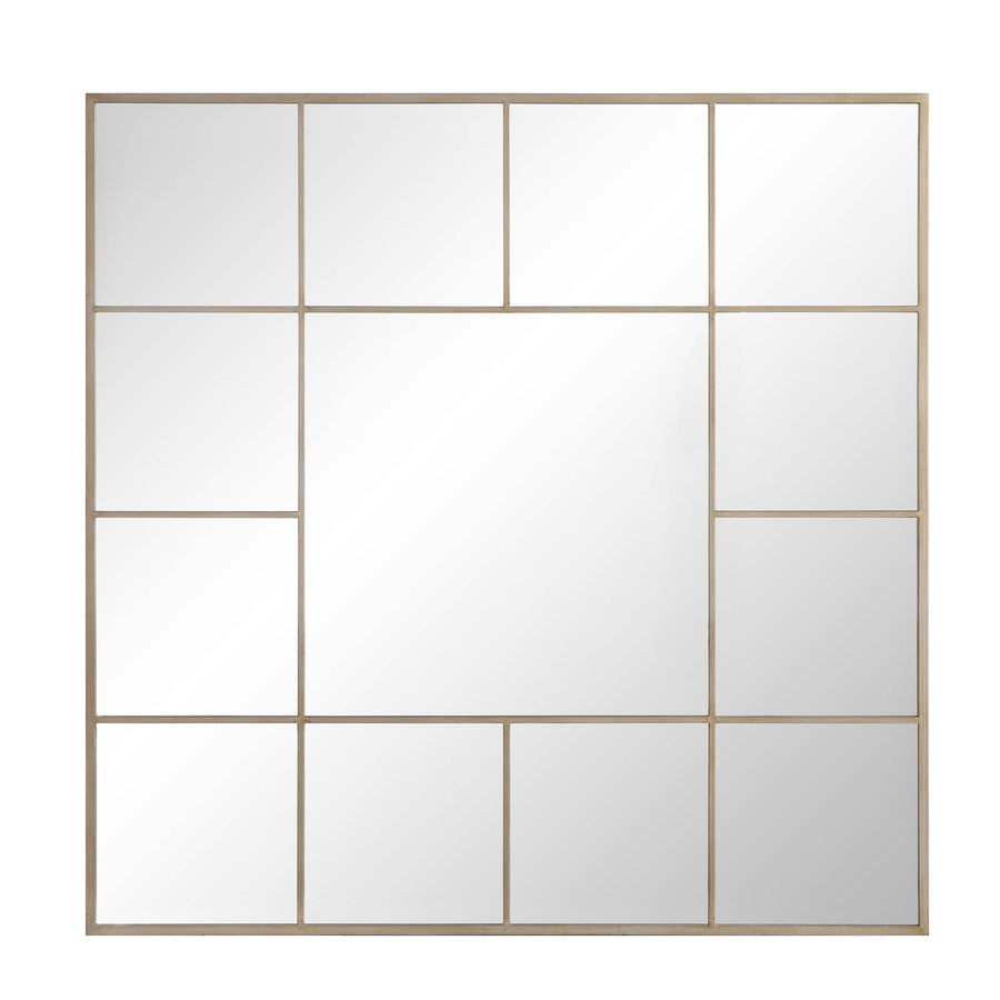 Herbert Industrial Metal Window Mirror 120 x 120 cm, Antique Silver Effect