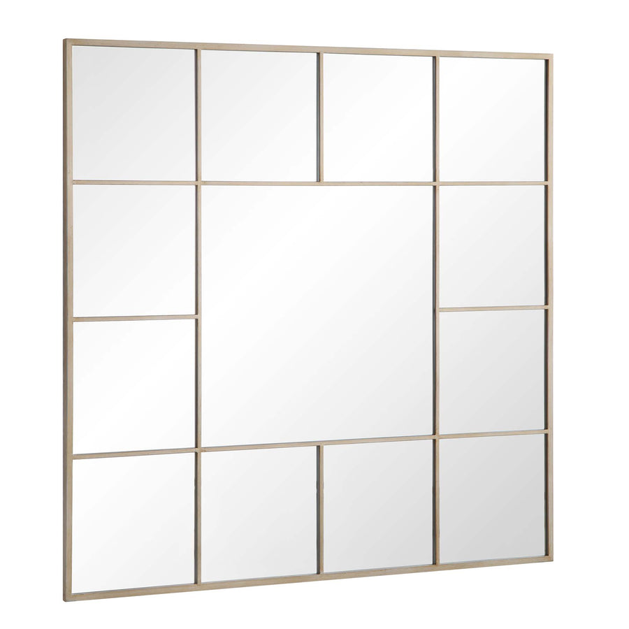 Herbert Industrial Metal Window Mirror 120 x 120 cm, Antique Silver Effect