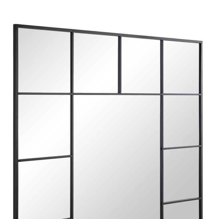 Herbert Full Length Metal Frame Window Mirror 180 x 120 cm, Black daals