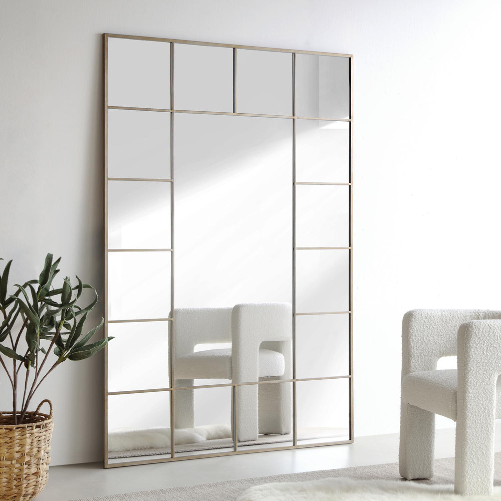 Herbert Full Length Metal Frame Window Mirror 180 x 120 cm, Antique Si
