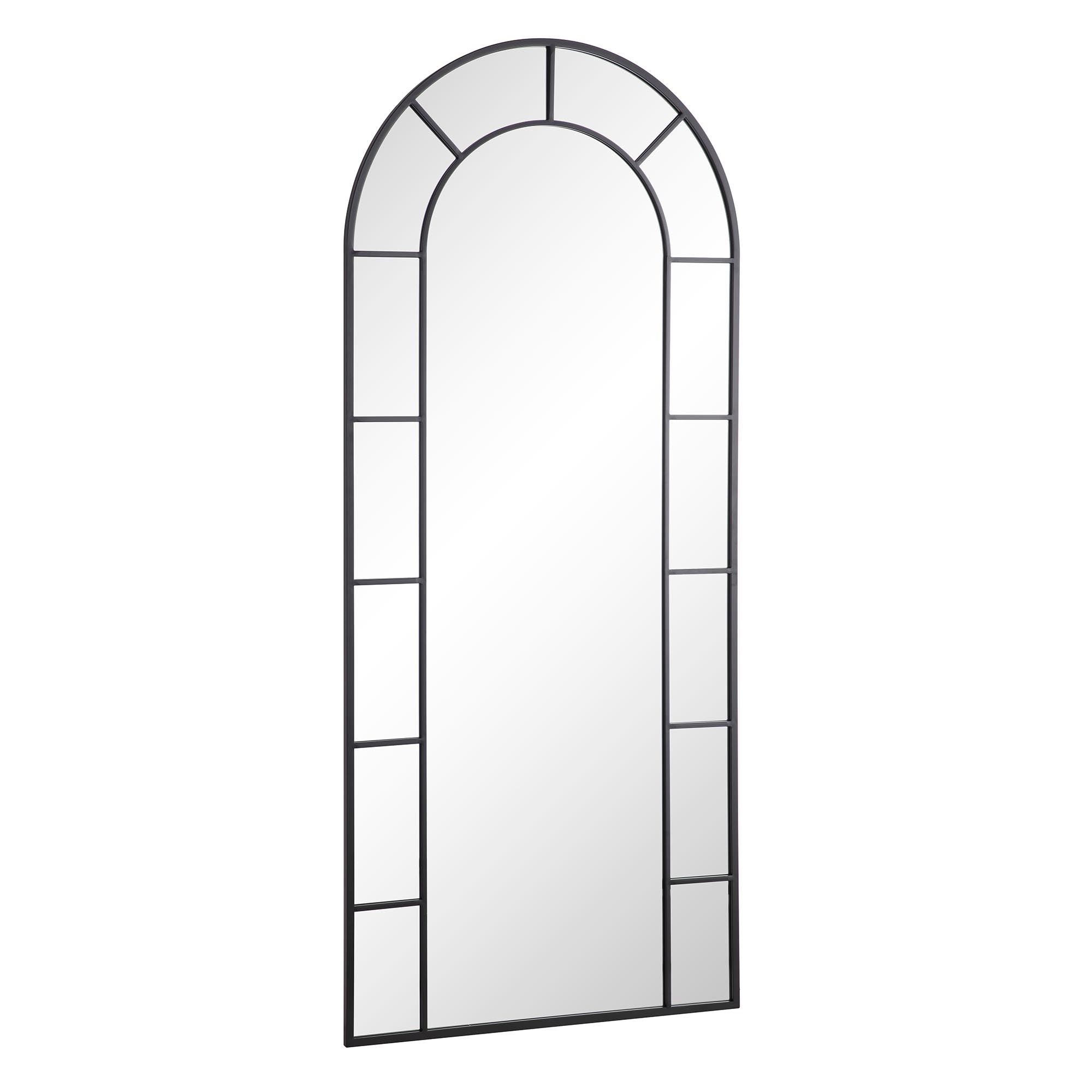 Beaumont Arched Full Lenth Metal Frame Mirror 178 x 76 cm, Black