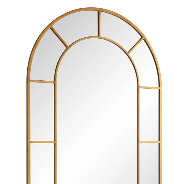 Beaumont Arched Full Length Metal Frame Mirror 178 x 76 cm, Antique Gold Effect