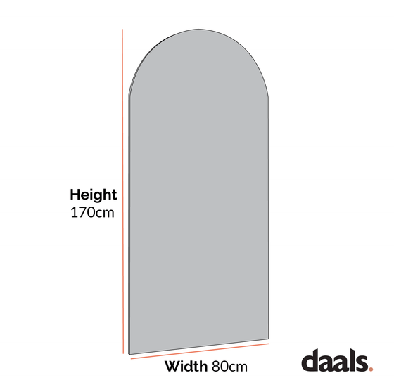 Concord Arched Frameless Full Length Mirror 170 x 80 cm