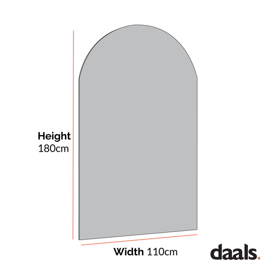 Concord Arched Frameless Full Length Extra Large Mirror 180cm x 110cm